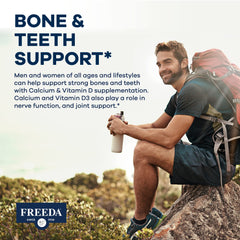 FREEDA bottle front label showcasing Kosher and gluten-free formula.