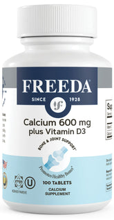 FREEDA Calcium 600 mg coated tablet, easy to swallow and supports bone health.