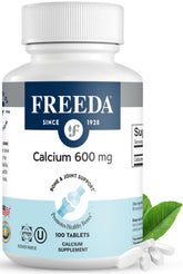Freeda Calcium Carbonate 600 mg bottle on shelf for daily bone support