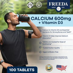 FREEDA Vitamin D3 400 IU tablet paired with calcium to enhance absorption.