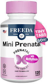 FREEDA Mini Prenatal bottle front highlights compact, easy-to-take prenatal nutrients.