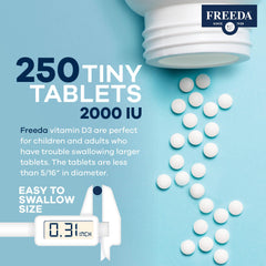 FREEDA D3 bottle being poured for convenient daily use.