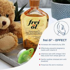frei öl on belly during massage promotes skin elasticity and comfort.