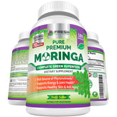 Fresh Healthcare Moringa capsules bottle; promotes daily energy support.