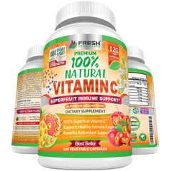 Fresh Healthcare vitamin C bottle pouring capsules for daily immune support