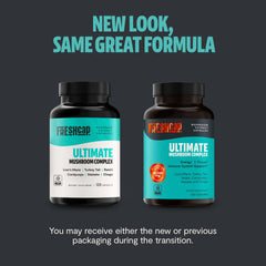 FreshCap Mushrooms capsule image highlights convenient capsules for easy daily immune support.