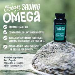 Freshfield Omega 3 algae source image emphasizes sustainable plant-based omega-3
