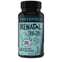 Freshfield Prenatal Omega-3 DHA bottle featuring sustainable packaging.