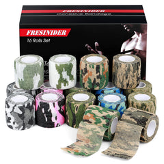 FRESINIDER camo self adhesive wrap for quick, secure support on joints.