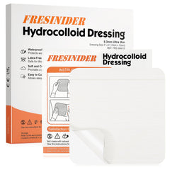 FRESINIDER hydrocolloid dressing 4x4 on skin, discreet protection and contour conformance.