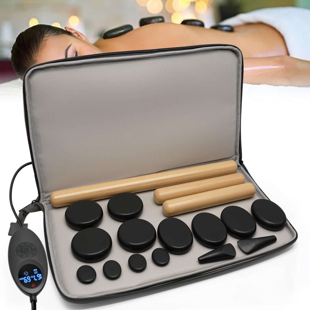 Freudeere 14-piece hot stone set for at-home full-body relaxation