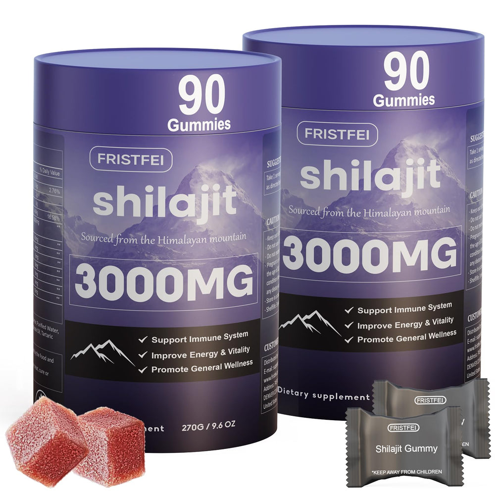 Fristfei Shilajit Gummies bottle showcases convenient daily dosing for sustained energy.