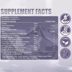 Fristfei Pure Himalayan Shilajit Gummies close-up shows rich mineral content.