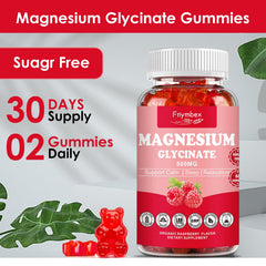 Friymbex magnesium gummies packaging emphasizes gluten-free and vegan-friendly wellness.