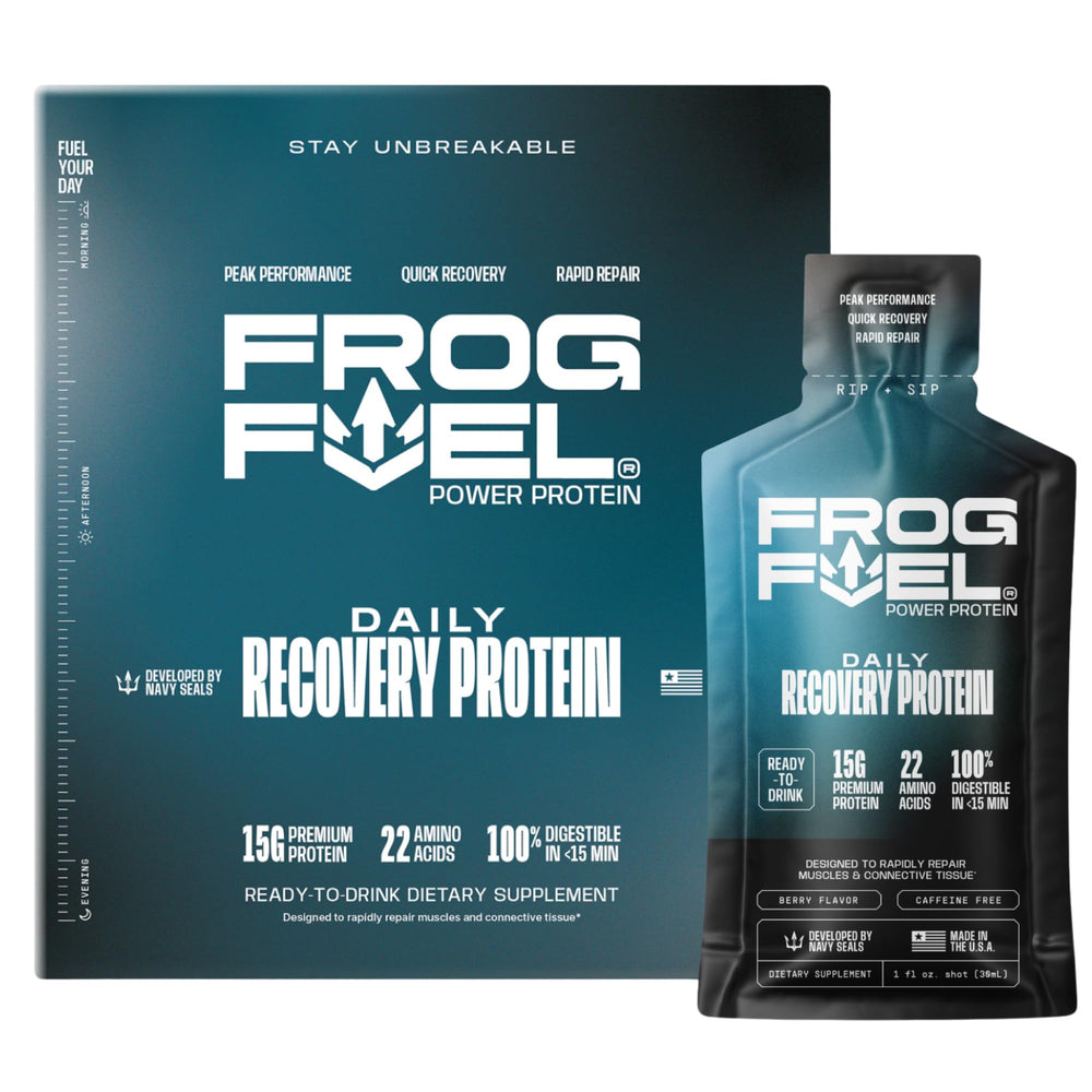 Frog Fuel Power Berry bottle – portable 15g protein for workouts.