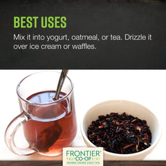 Frontier Co-op elderberry tea infusion setup suggests easy aromatic infusion.