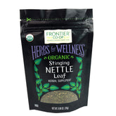 Frontier Co-op organic stinging nettle leaf in a resealable bag for freshness.