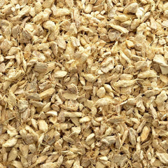Frontier Co-op organic ginger root, cut and sifted, a pantry staple for warm beverages.