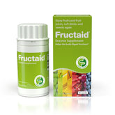 Fructaid enzyme supplement bottle for easy digestion of fructose during meals.