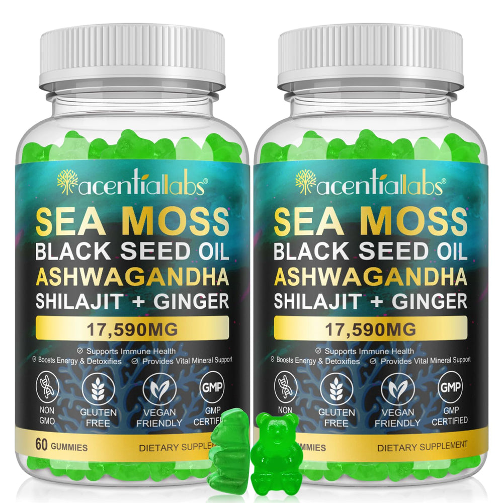 FSLHCY Sea Moss Gummies bottle with elderberry for immune support and daily energy.