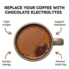 FSTN Chocolate Electrolytes glass mix showing zero sugar and clean chocolate taste.