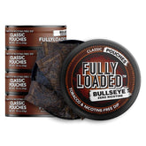 Fully Loaded Bullseye pack front view, tobacco-free pouch aesthetic for a cleaner craving swap.