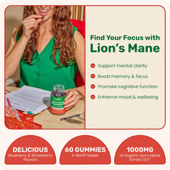 Fungies Lion’s Mane Gummies jar closeup highlighting tasty brain support