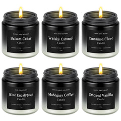 Furnizone 6-pack mens candles in woodsy glass jars create a cozy home ambience