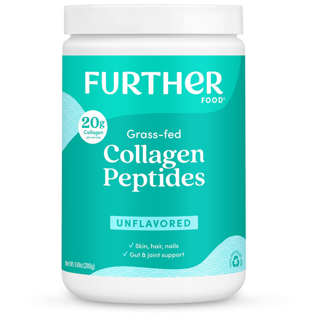Further Food unflavored collagen powder bottle, grass-fed formula for daily beauty and joint support.