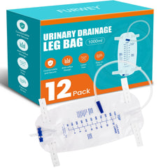 FURWEY 12-pack 1000ml catheter bag ready for reliable daily urine drainage.