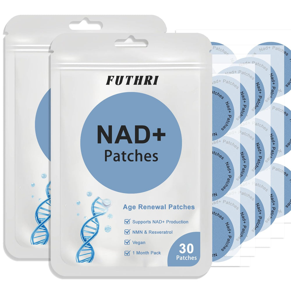 FUTHRI NADpatch packaging front shows vegan patches for daily vitality.
