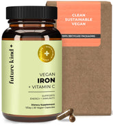 Future Kind vegan iron bottle front view; daily energy support