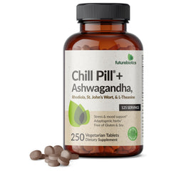 Futurebiotics Chill Pill bottle front view for calm-focused daily support.