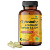 Futurebiotics Glucosamina Condroitina Curcuma MSM, empaque visible para apoyar la movilidad diaria.