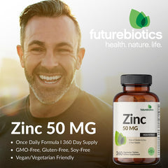 Futurebiotics Zinc gluconate ingredient detail emphasizing purity and quality.