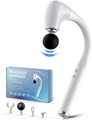 FVZ white percussion massage gun with extension handle for easy back and spine access