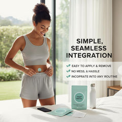 FYRKOA Unpuff Patches applied to skin for convenient wellness.