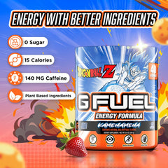 G Fuel Dragon Ball Z scoop pouring into a shaker for a quick pre-game boost.