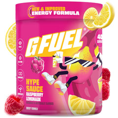 G Fuel Hype Sauce 2.0 Raspberry Lemonade tub for a refreshing sugar-free energy boost