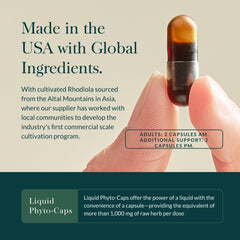 Poured Gaia Herbs Adrenal Health capsules ready for daily use.