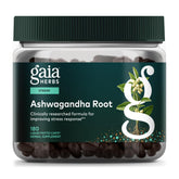 Gaia Herbs Ashwagandha root bottle for daily stress and sleep support