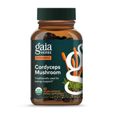 Gaia Herbs Cordyceps bottle supports daily energy for active lifestyles.
