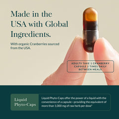 Gaia Herbs Cranberry Concentrate ingredients panel highlighting antioxidant-rich juice