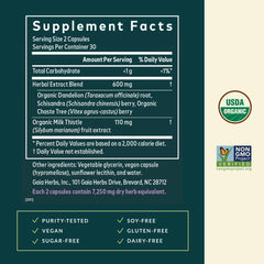 Closeup of Gaia Herbs Cycle Support capsules highlighting vegan formula.