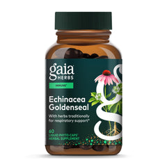 Gaia Herbs Echinacea Goldenseal bottle shown for daily immune support