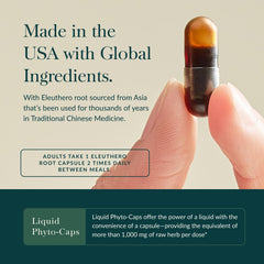 Gaia Herbs Eleuthero Root bottle pour for easy daily dosing.