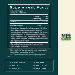 Gaia Herbs Emotional Balance label detail confirms St. John's Wort and passionflower blend.