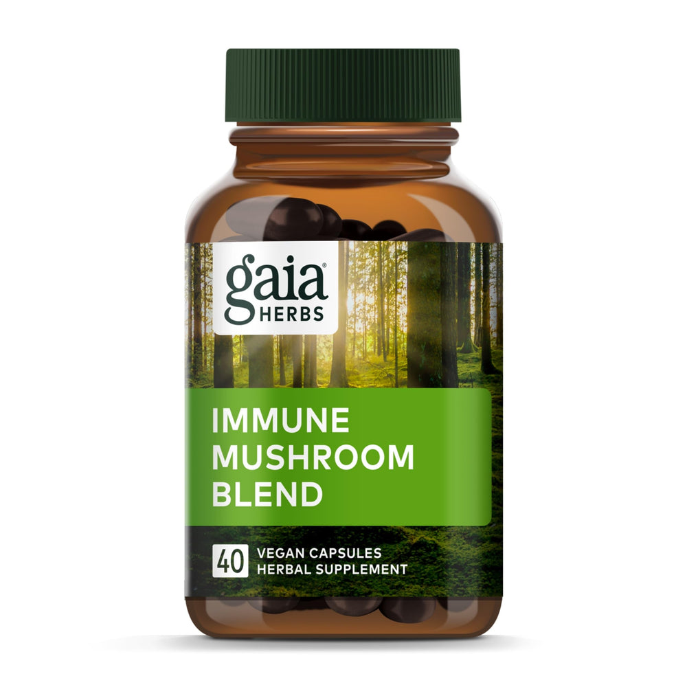 Gaia Herbs Everyday Mushrooms pack shot with vegan capsules for daily wellness