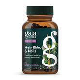 Gaia Herbs Hair, Skin & Nail Support bottle with capsules for daily beauty maintenance.