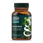 Gaia Herbs Kava Root bottle highlighting calming support for stress relief